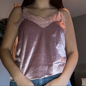 Pink velvet cami